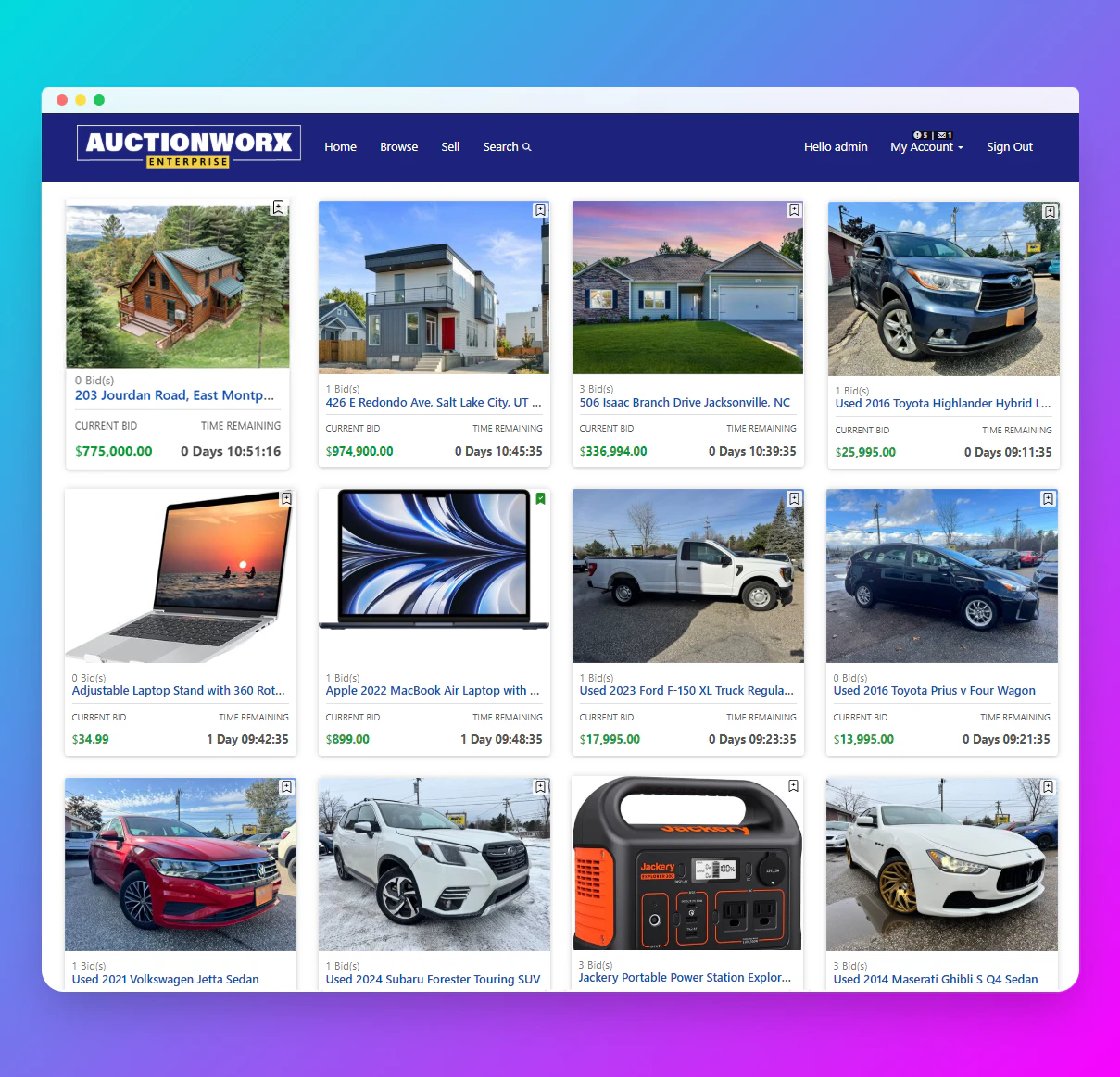 screenshot of AuctionWorx Enterprise